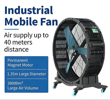 1.35m Mobile Metal Blades Portable Hvls Industrial Big Drum Fan with Pmsm Motor & Wheels for Gym Fitness Center